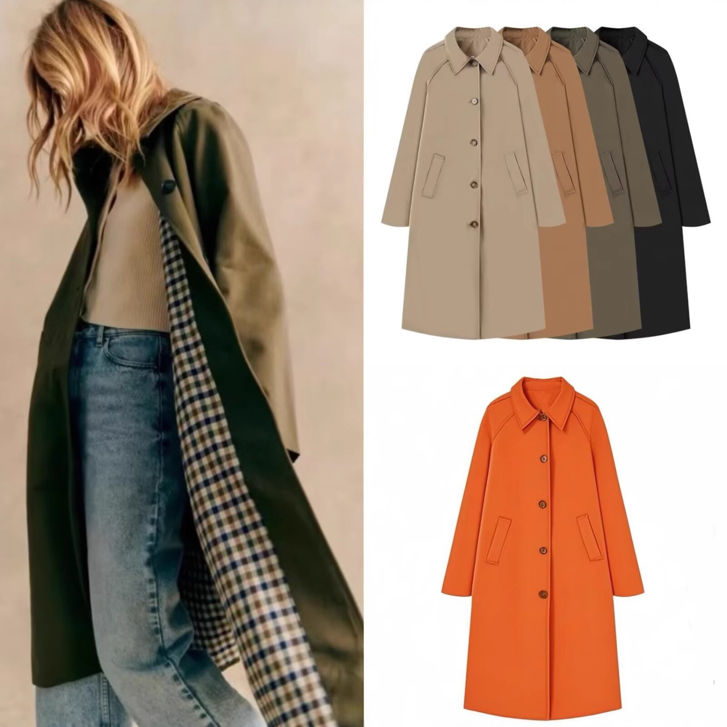 Street Fashion England - Damesmode lange trenchcoat Retro losse jas