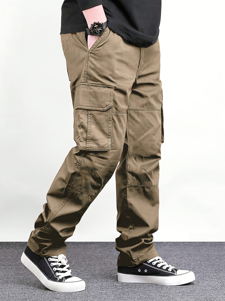 Cargo Pant Wide - Heren zwarte multi-pocket cargobroek, losse rechte