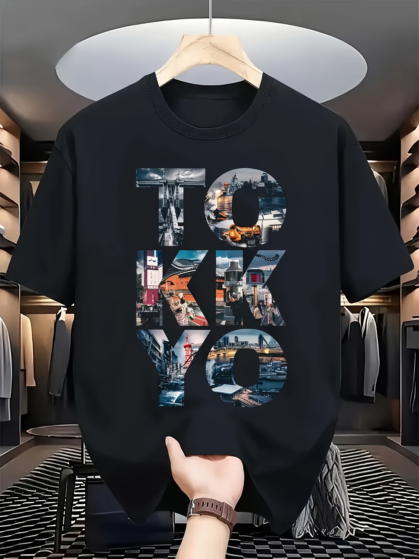 Street Fashion Tokyo - Trendy heren zwart grafisch T-shirt Tokyo