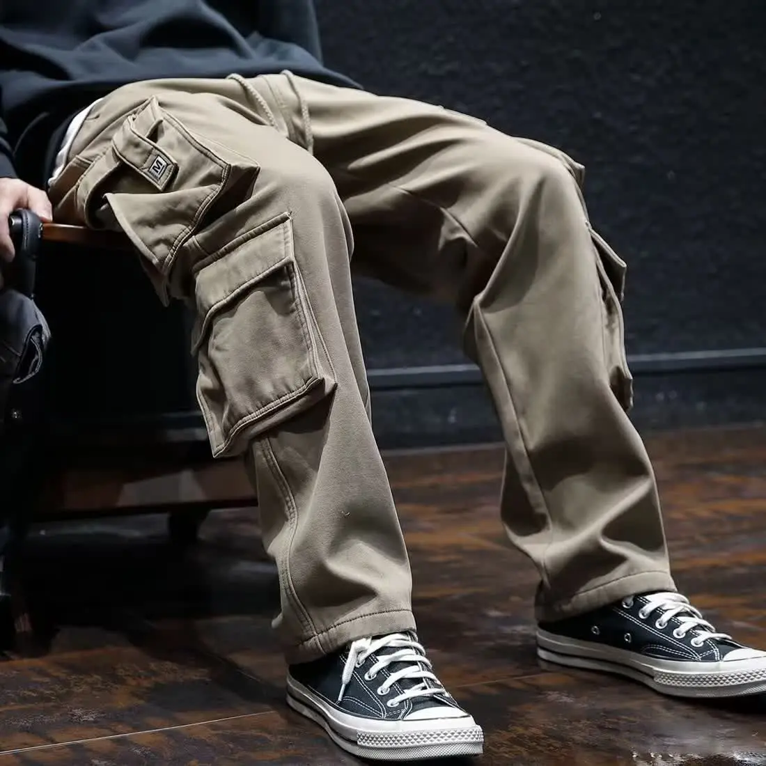 Cargo Pant Wide - Brede broek met meerdere zakken, heren,