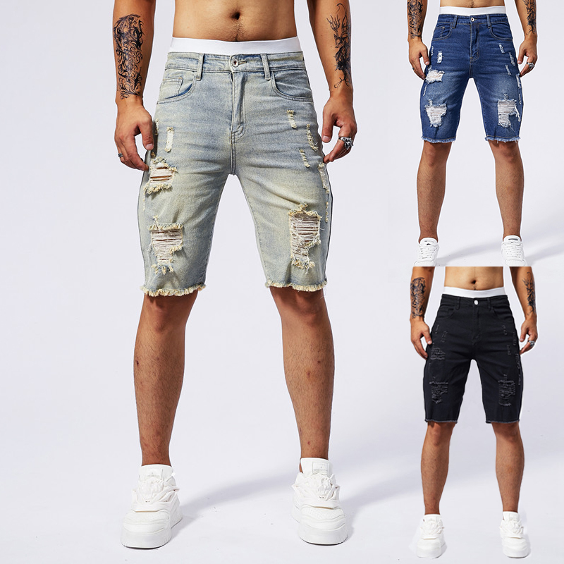 Street Fashion Jeans - 2025 Zomer Nieuwe mannen Gescheurde Denim