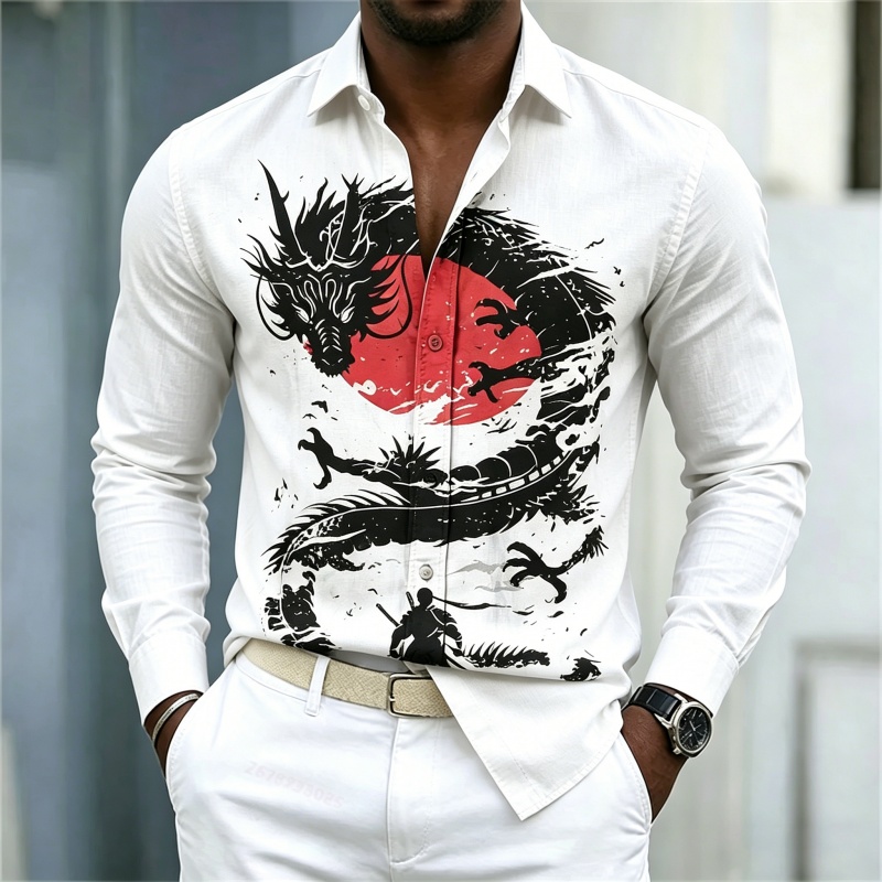 Street Fashion For 2026 - 2026 Nieuw Herenoverhemd Wit Zwart Rood