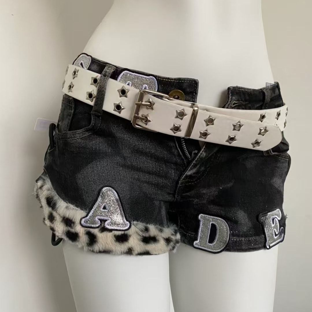 Street Fashion Jeans - Y2k Geborduurde Patch Denim Shorts Vrouw