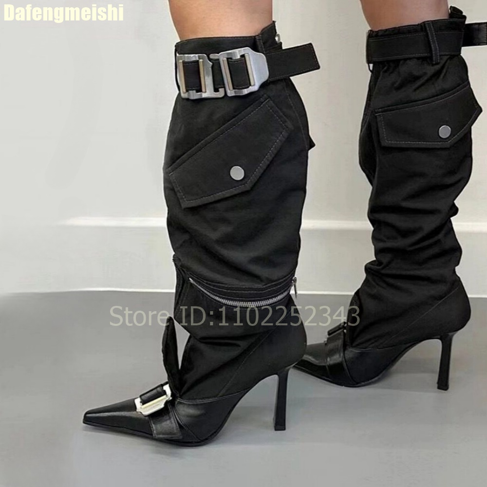 Street Fashion Rome - 2026 Herfst Vrouwen Kniehoge Laarzen Metalen