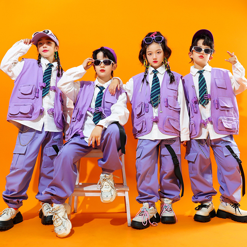 Street Fashion Boy - Streetdance- en hiphopprestatiekostuumset voor kinderen, jazzdanskostuum
