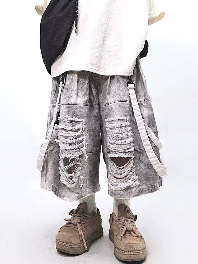Street Fashion Jeans - Retro hiphop heren gescheurde jeans zomer