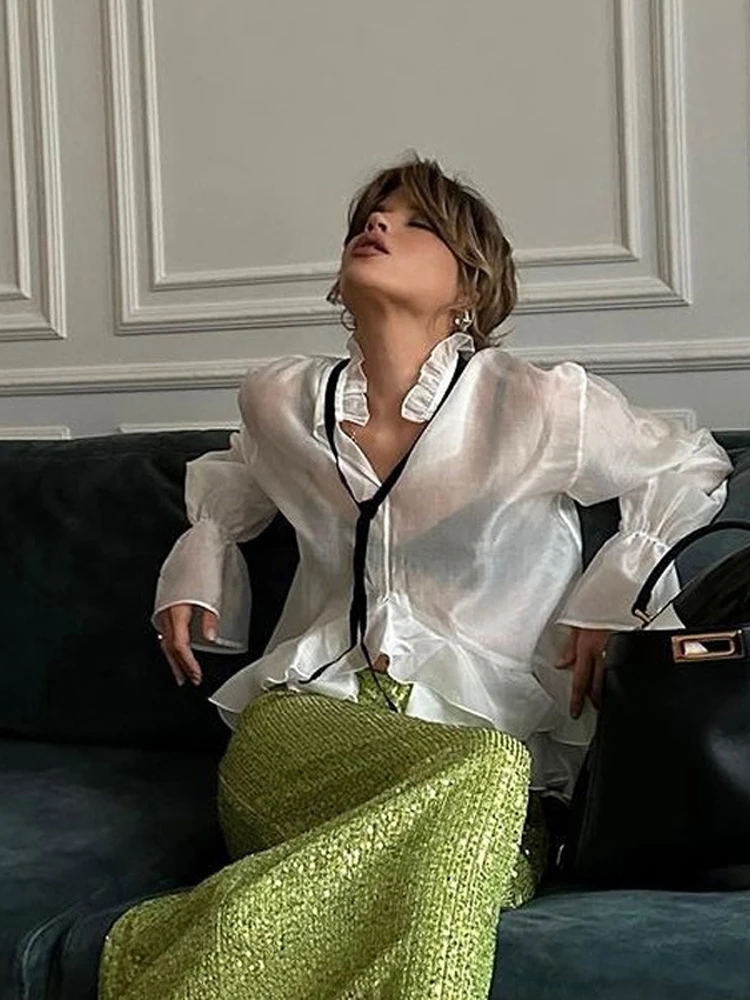 Sexy Ruffle Lace-up Blouse Vro - Fashion Street Night recensie en prijs