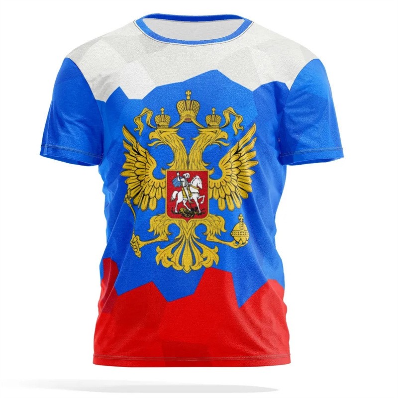 Russisch embleem print T-shirt - Street Fashion Russia recensie en prijs