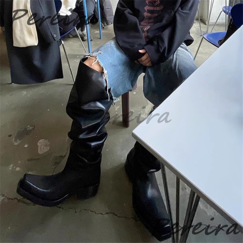Dikke zolen over de knie laarz - Street Fashion Rome recensie en prijs