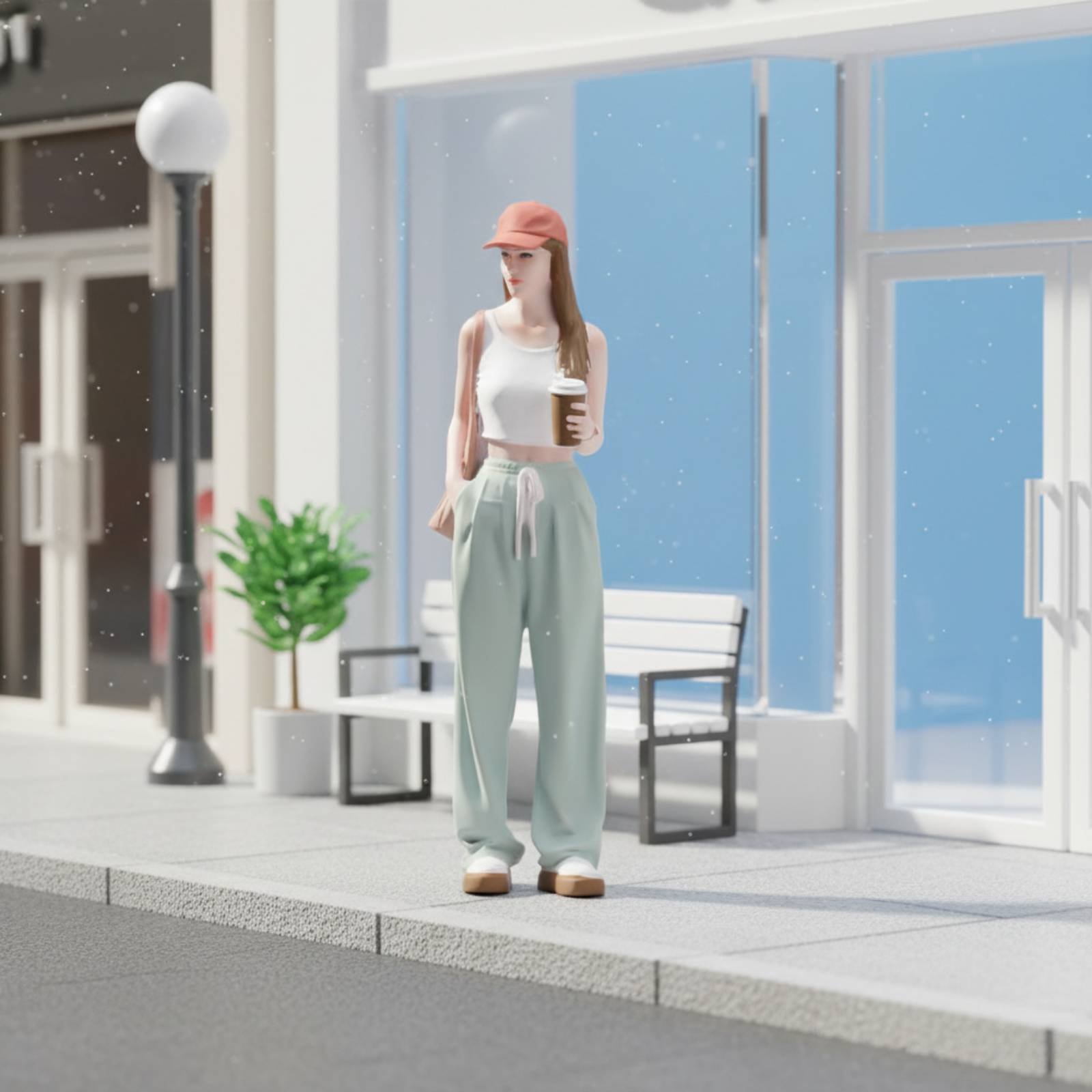 Meisjesfiguur met koffie Kleur - Street Fashion Pose recensie en prijs